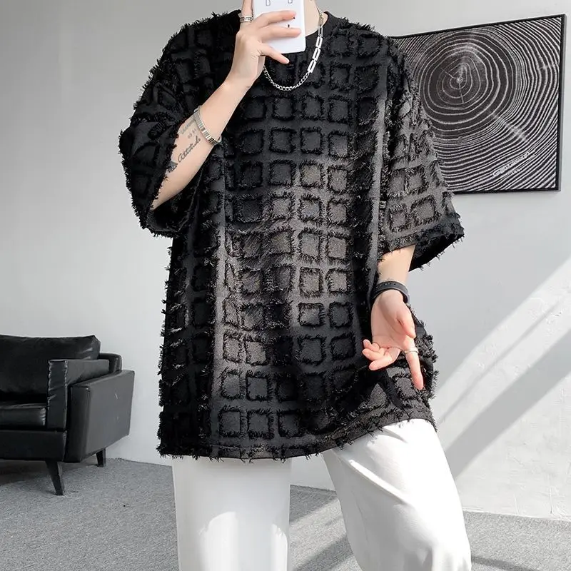 Mens Short Sleeve T Shirt Casual Loose Fit Top High Quality Half Sleeve Tee Fashion Streetwear