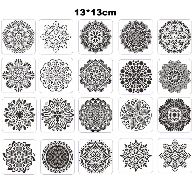 

20 шт. 13*13 см Мандала трафареты сделай сам для ношения мебели пола настенная живопись Скрапбукинг Раскрашивание тиснение декоративный шаблон