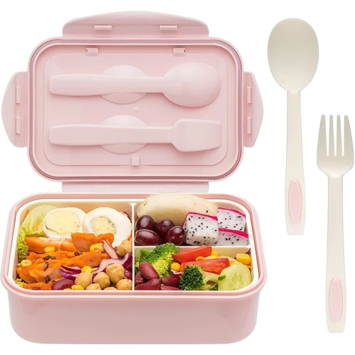 성인용 벤토 박스, 스푼 및 포크 포함, 1100 ML 도시락 용기, 외식 작업 피크닉 