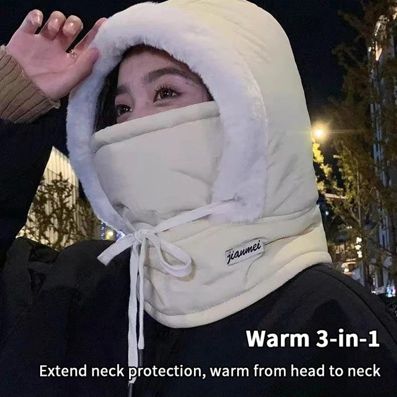 1Pieces Cold Weather Thermal Balaclava Scarf Winter Windproof Hood Hat Plush Neck Warmer Ski Face Mask Mountaineering Scarf