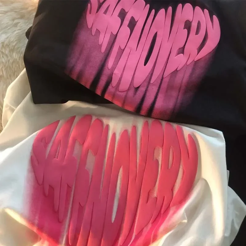 الأمريكية الحب إلكتروني طباعة تي شيرت الصيف النساء لطيف القلب قصيرة الأكمام الجرافيك Harajuku تي شيرت غير رسمي Harajuku تيز القمم