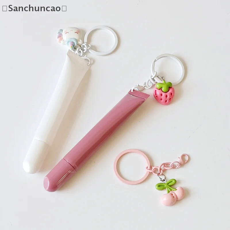 ieniaSan Parque10/15 ml lege lippenstiftbuis met sleutelhanger Knijp sub-bottelen Hervulbare vloeistofcontainerfles Lipgloss monsterfles