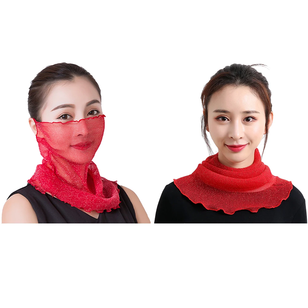 

2Pcs Sun Protection Face Veil Lightweight Neck Gaiter Women Scarf Mask Summer Bib Climbing Hiking Fishing Dust Wind
