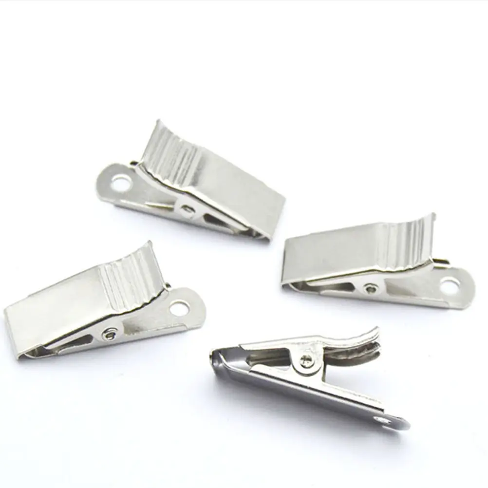 100Pcs Tight Strong Spring Metal Id Badge Holders Wear-Resistant Smooth Edge Name Tag Clips for Government Airports Conventions