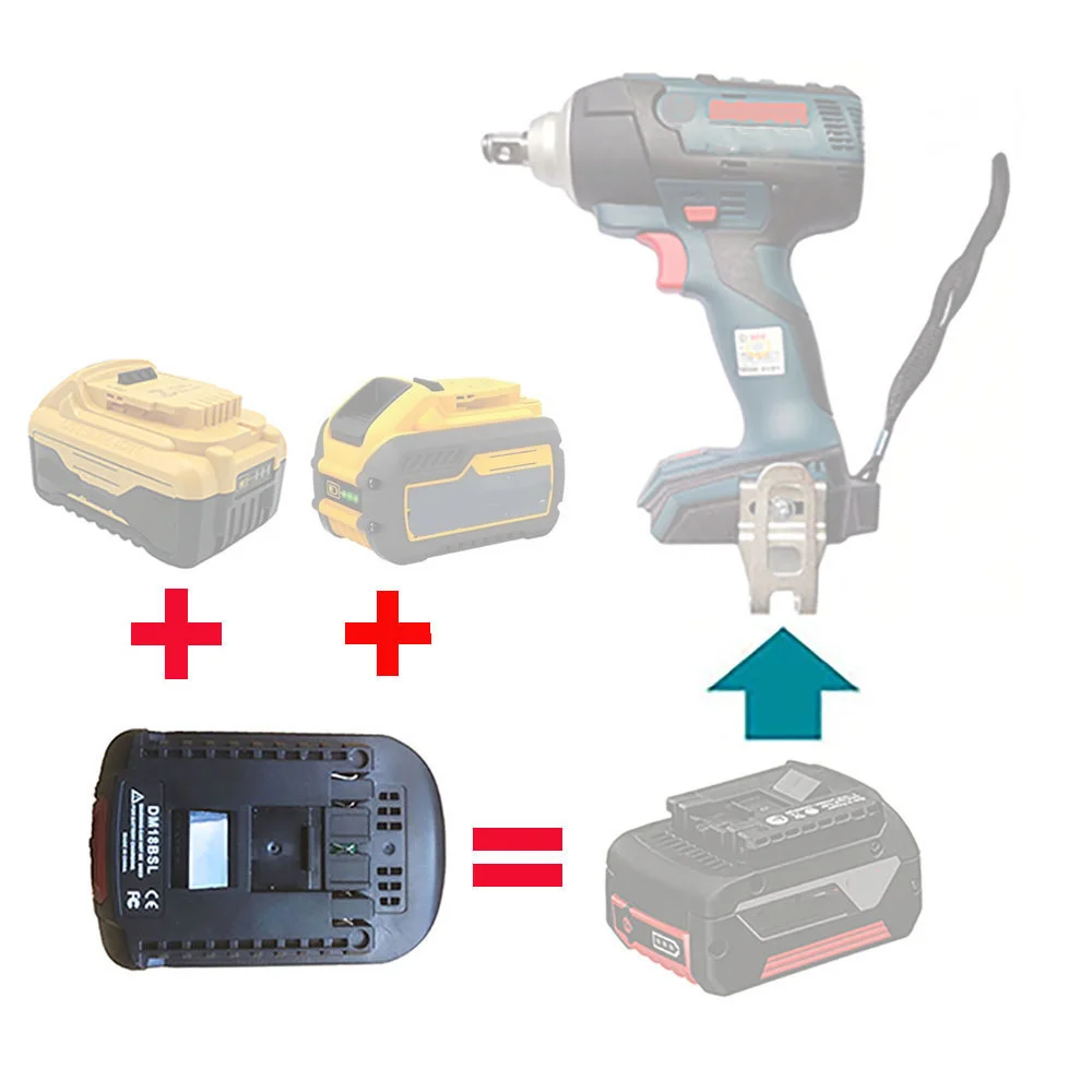 

Преобразователь батареи dawupine DM18BSL, адаптер для Milwaukee 18 в и Dewalt 20 в, литий-ионная батарея, используемая для инструмента Bosch 18 в