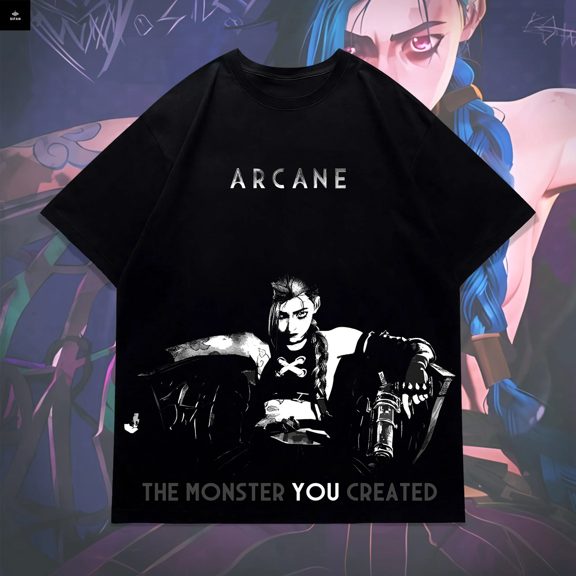 

Arcane T-Shirt Unisex Vintage Streetwear League of Legends Shirt Anime Apparel fanmerch LOL Merchandise Men T-Shirt For Women