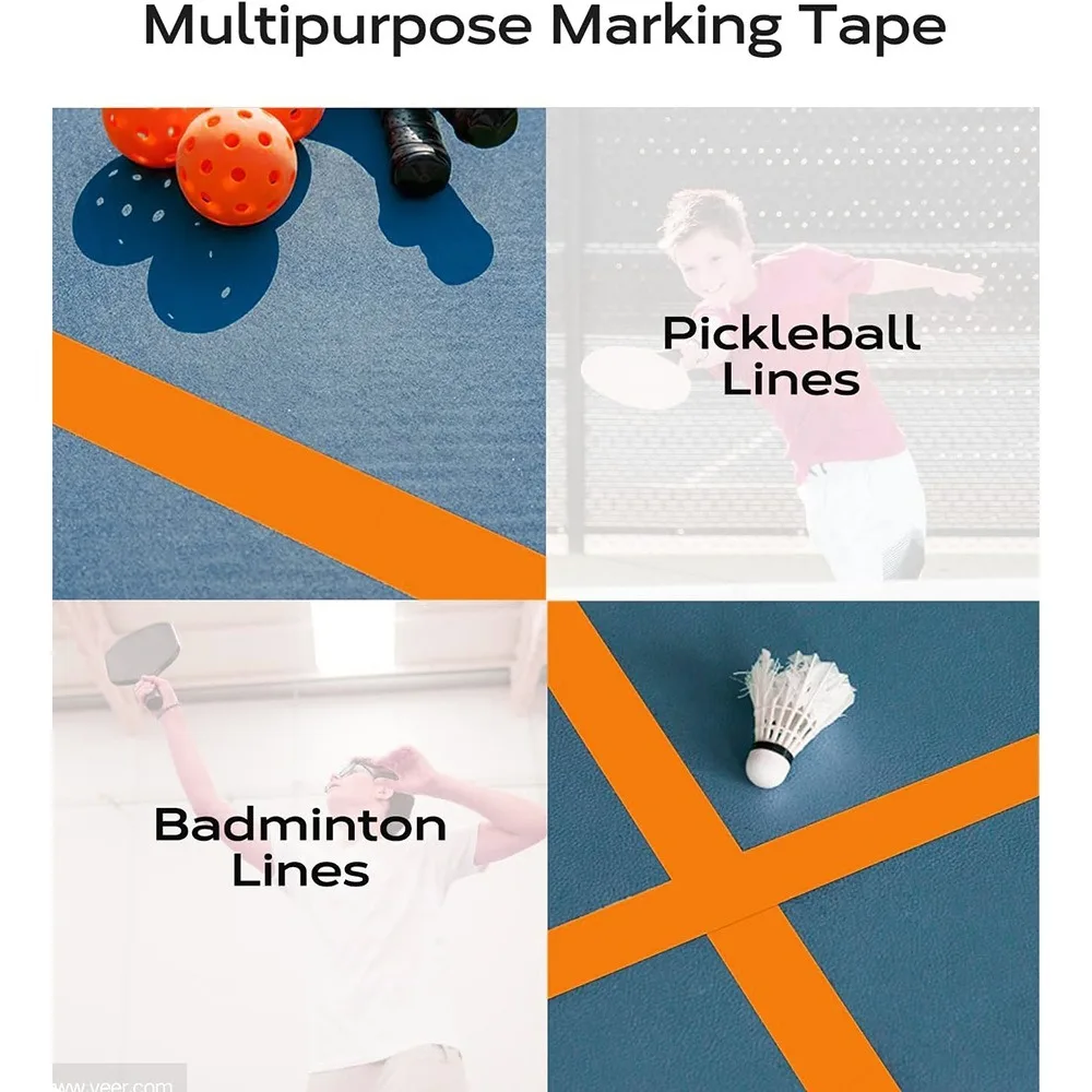 20M Pickleball Court Marking Tape Multifunctional Weather Resistant Marking Tape Court Marker Self-Adhesive Strong Stickiness