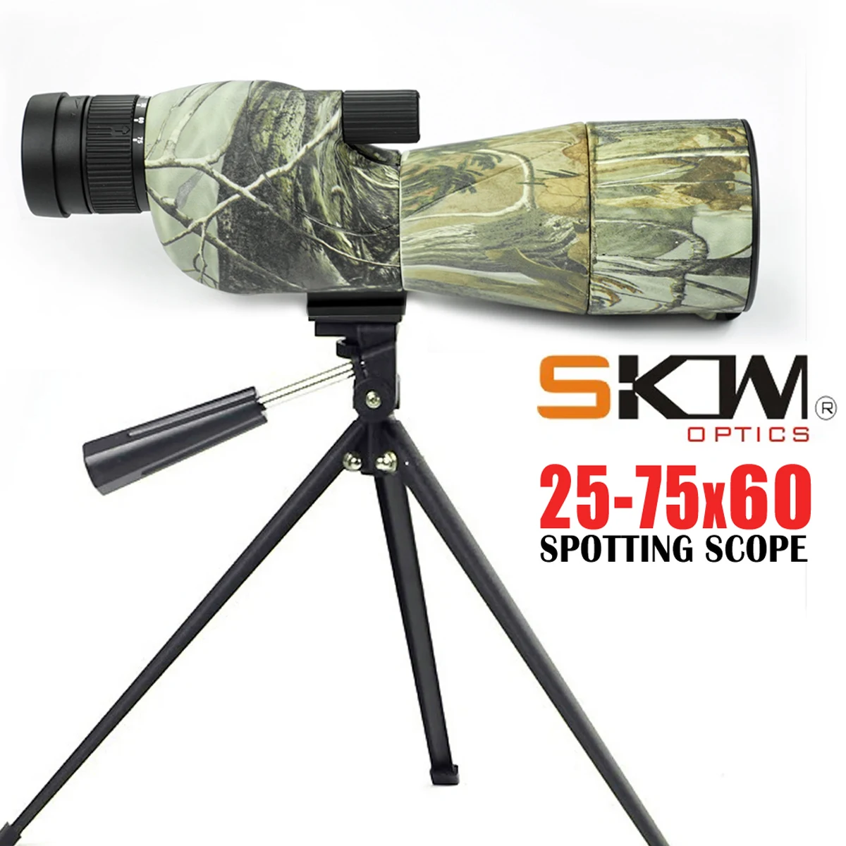 

SKWoptics-Spotting Scope, 25-75x60 Telescope, Camo Realtree, Tripod, Birdwatching, Hunting Telescope, Free Shipping