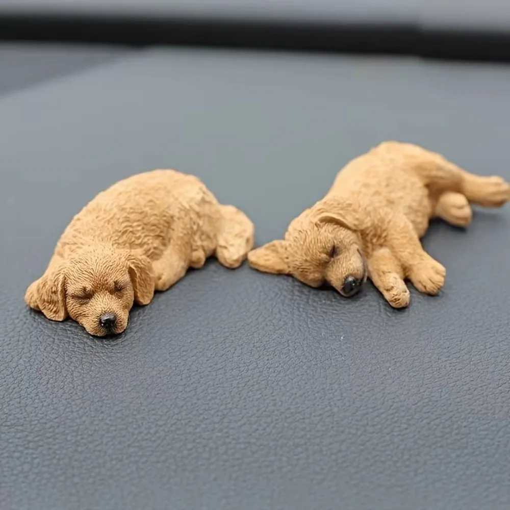 Slaapende hond speelgoedfiguur huisdecoratie schattig puppy hond auto ornamenten hars beeldje Golden Retriever model verjaardagscadeau