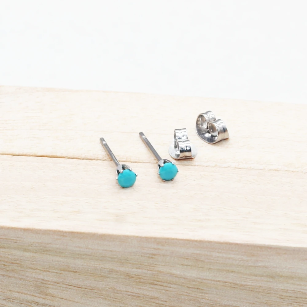 2PC 3mm Stainless Steel Vintage aaa Zircons Stud Earrings Set Men And Women Fashionable Delicate Jewelry No Fade Allergy Free