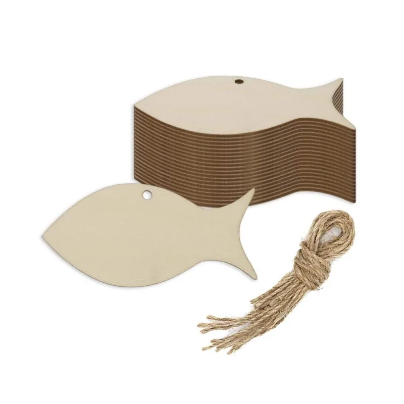 10 Stück Fisch Holz DIY Handwerk Ausschnitt Holz Meerestiere Hängende Ornamente Holzanhänger für Hochzeit Geburtstag Party Dekorationen