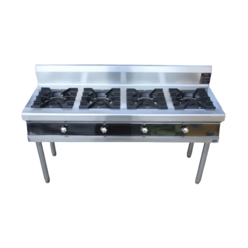 

Газовая плита из нержавеющей стали с четырьмя восьми конфорками, энергосберегающая коммерческая кухонная машина для сжиженного газа и кастрюли
