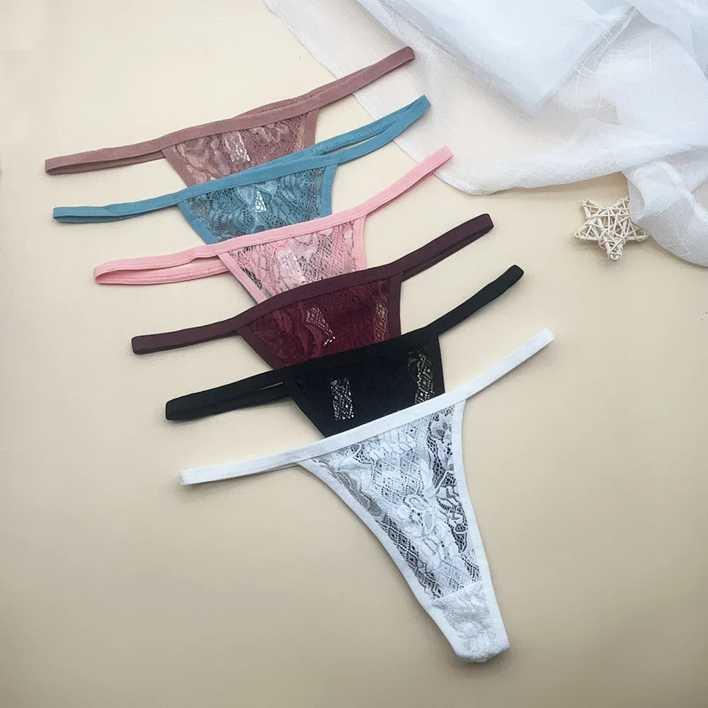 Moonflame 12 Pcs/Set Sexy Lace Thongs for Women Low Rise Female Breathable Underpants Sexy Lingerie Ladies Panties