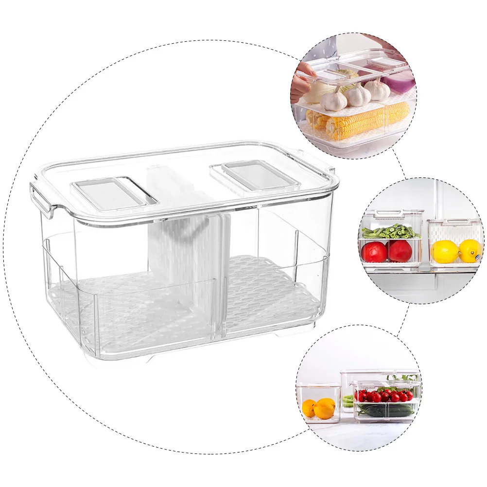 

Refrigerator Storage Box Fruit Preservation Container Bottom Filter Design Crisper Kitchen ganizer Stackable