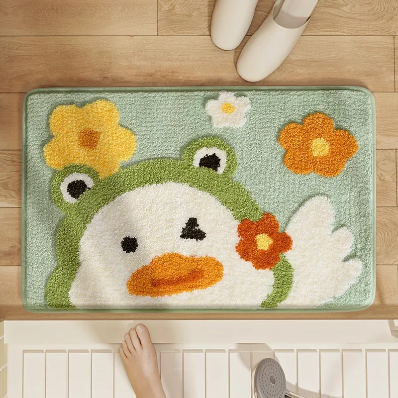 Cartoon Animal Home Bathroom Rug Strong Absorbent Flocking Anti-slip Mats Toilet Entrance Door Quick-drying Foot Mat