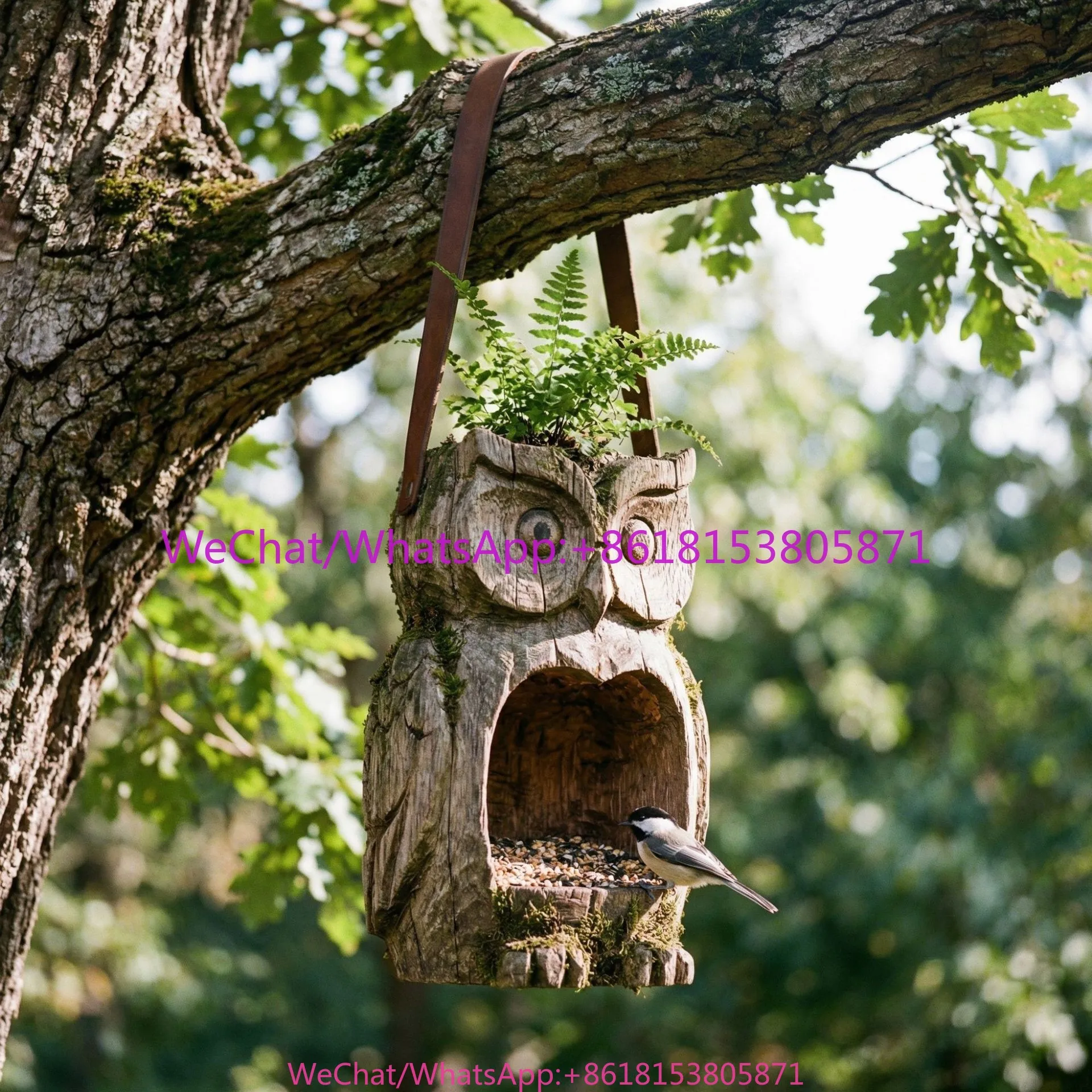 Country owl bird feeder flower pot garden decoration