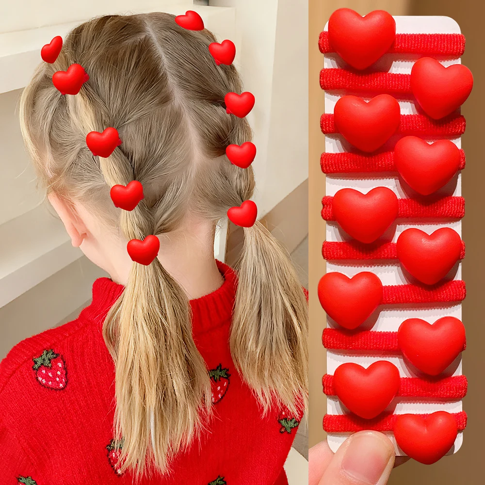 10 יחידות סרטי שיער לב אדומים חמודים ומתוקים מתאימים לילדות משפרים את הסגנון ומתאימים לאירועים יומיים וחגיגיים
