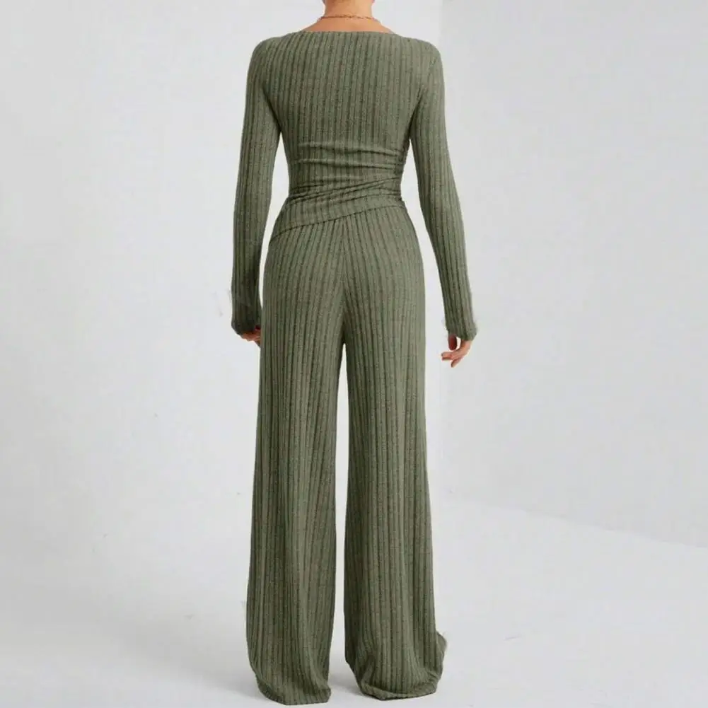 

Сексуальный комплект с открытыми плечами: модный топ с диагональным воротником и длинными рукавами + брюки с широкими штанинами, 2-х предметный комплект для женщин, элегантная одежда.