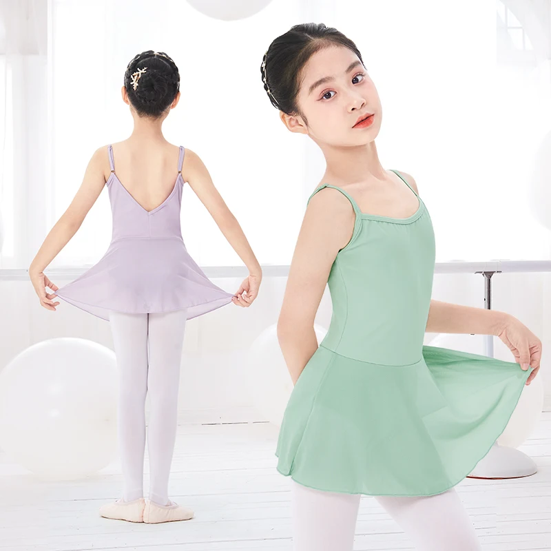 Ballet Leotards for Girls Adjustable Shoulder Strap Gymnastics Leotard Dress Ballet Dancing Bodysuit Kids Teen Dance Dress