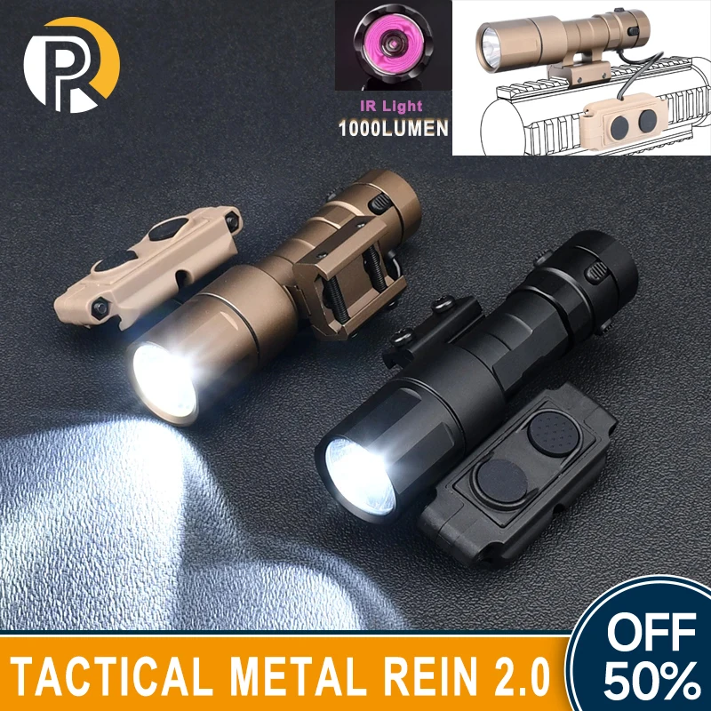 Airsoft Tactical REIN 2.0 Micro Flashlight Rein 2.0 1000Lumens LED Weapon Light Dual Function Switch Fit 20mm Picatinny Rail