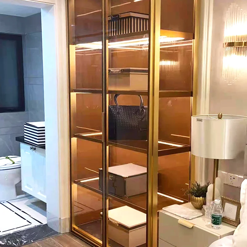 Custom. Slaapkamermeubilair Woningmeubilair Luxe Glazen Deur Garderobe Moderne Slaapkamer Gehard Glazen Deur Garderobekast