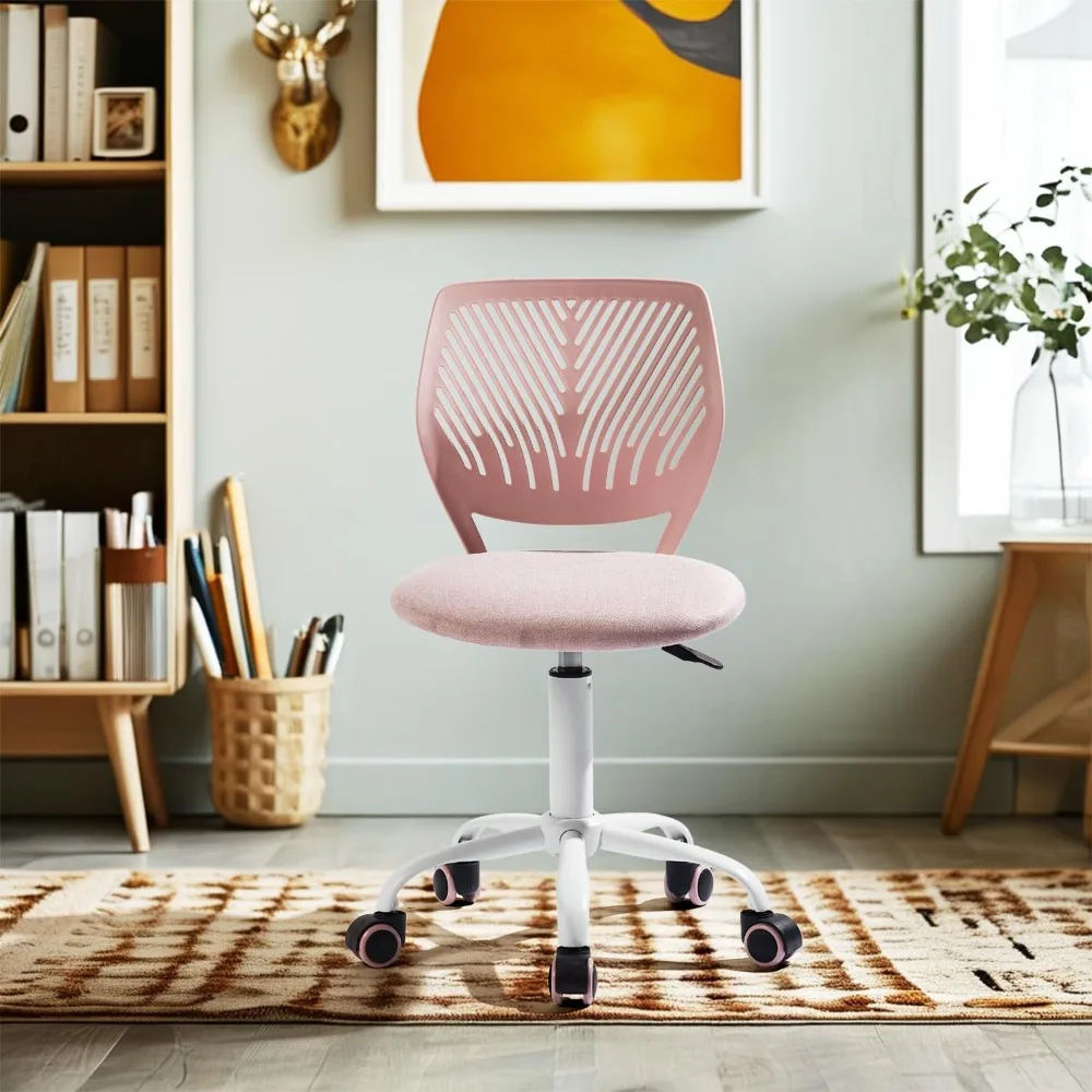 Armless Home Office Desk Chair, Colorful Task Chair with Soft Mesh Padded Cushion, Height Adjustable Swivel Study Computer Chair