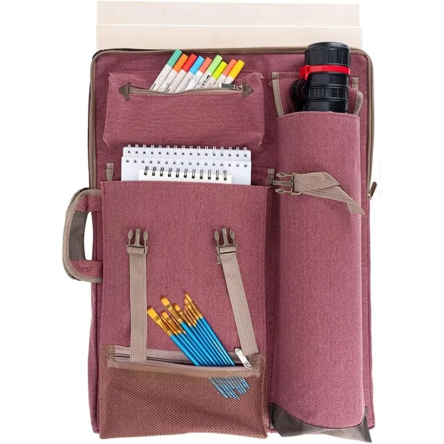 Zaino grande con portafoglio artistico in tela da 26 x 19,5 per artisti con design durevole e scomparti multipli Ideale per Studio t