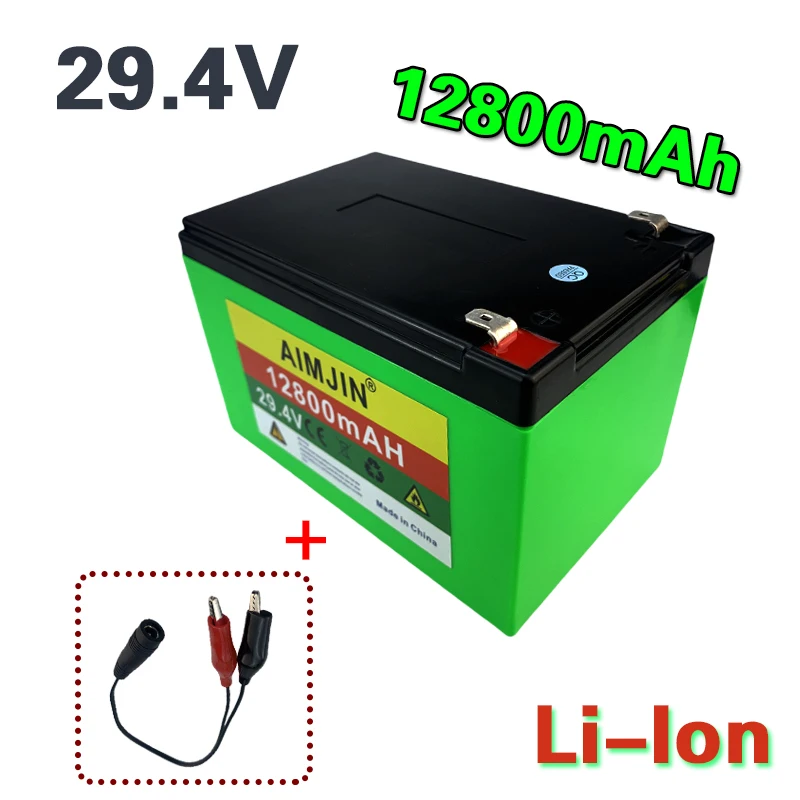 แบตเตอรี่ลิเธียม29.4V 12800mAh มี BMS ในตัวและ DC ความจุขนาดใหญ่สำหรับไฟ LED กลางแจ้งและโทรศัพท์มือถือเป็นต้น