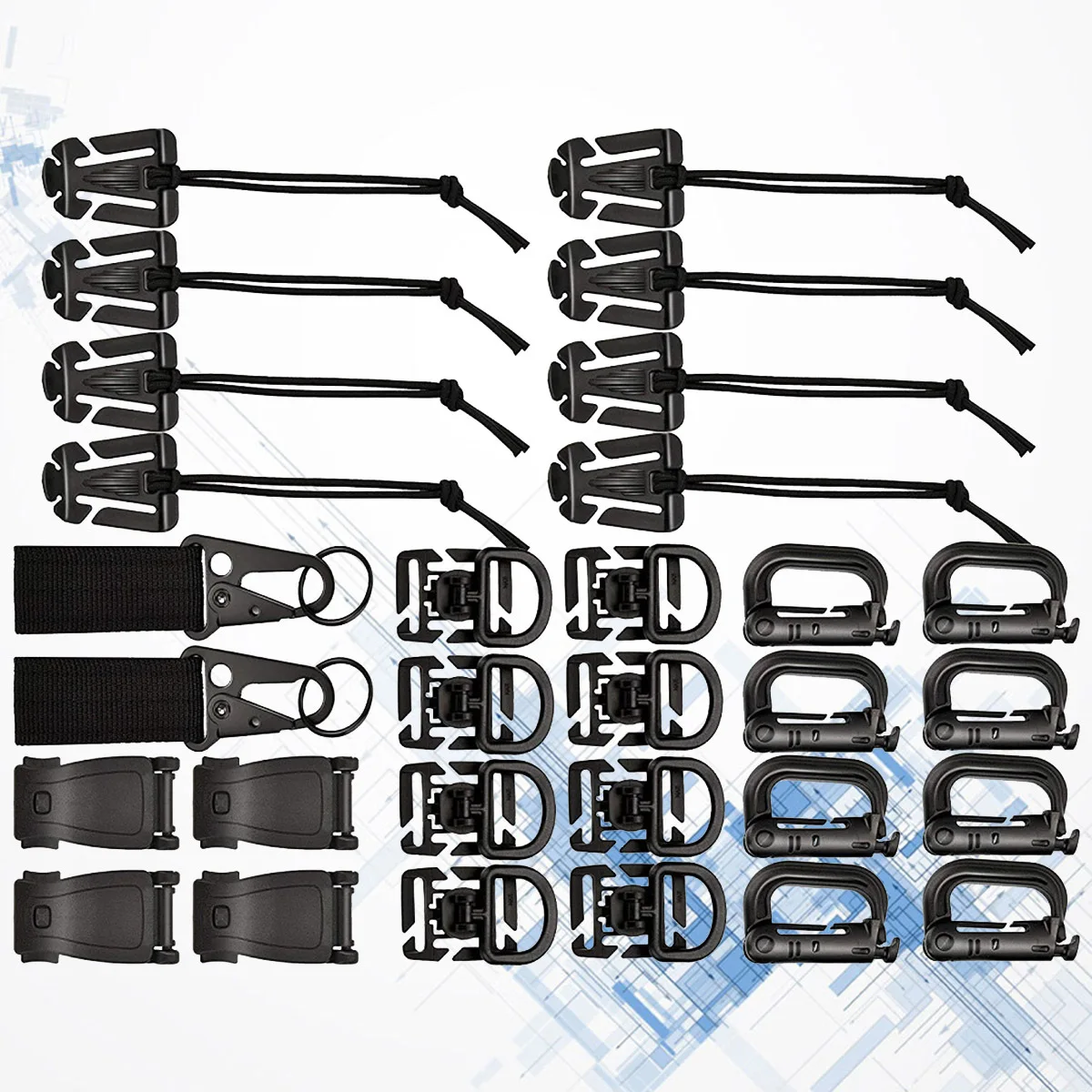 1Set Package Fan Backpack Accessories Black Sturdy Outdoor Hiking Camping Mountaineering Storage Lifesaving