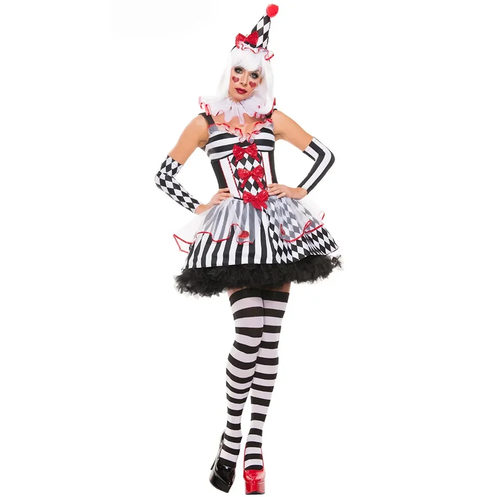 Halloween Costume for Women Circus Clown Joker Costume Horror Cosplay Costumes Adult Party Stage Performance Dress