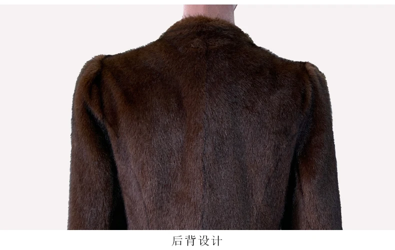 Nerazzurri Winter Short Brown Thick Warm Soft Fitted Faux Mink Fur Coat Women Single Button Elegant Luxury Chic Fluffy Jacket