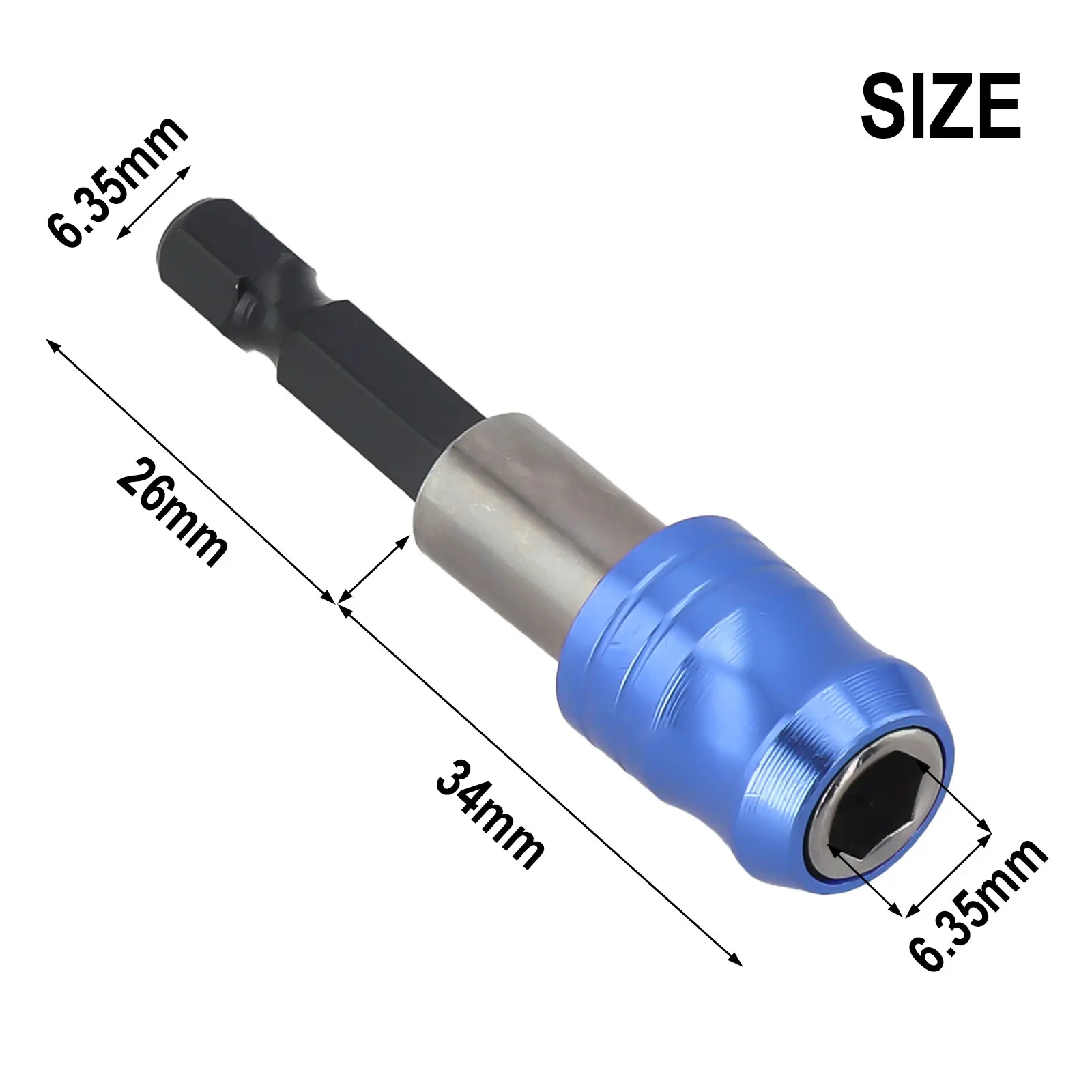 1/4 Head Hex Shank Drill Bit Extension Locking Mechanism Blue Color Diagonal Diameter 1/4 Inch Built-in Strong Magnetism