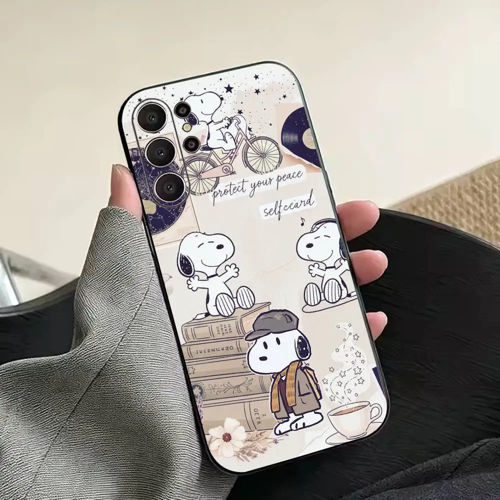 Vintage S-snoopy-s Black Soft Silicone Phone Case for Samsung Ultra S26, S24, S21, S22, S23, S30, Plus, Lite view 2