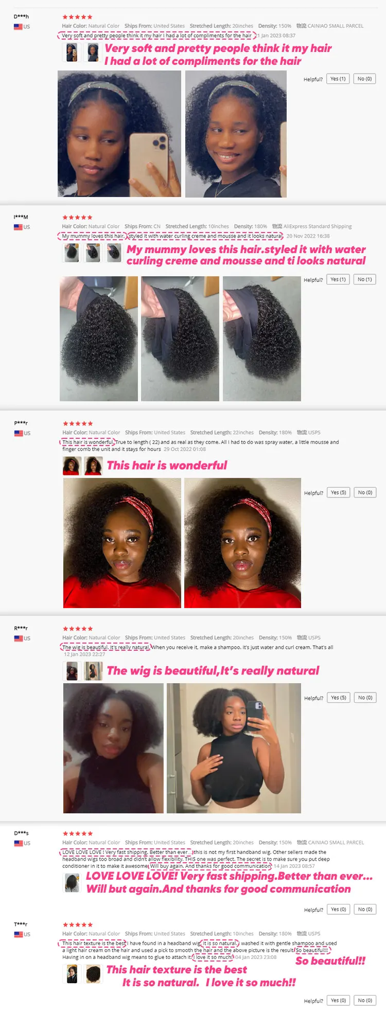Afro Kinky Curly Human Hair Headband Wigs 180% Density Human Hair Brazilian Remy Full Machine Made Hair