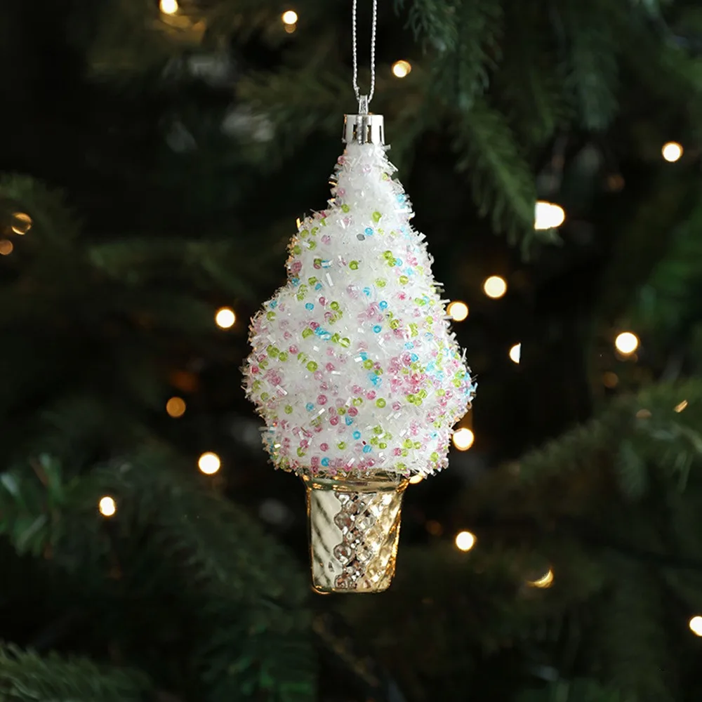 

Shiny Gold Christmas Tree Pendant Snowman Plastic Santa Claus Hanging Ornaments Shatterproof Cane Candy Merry Christmas Decor