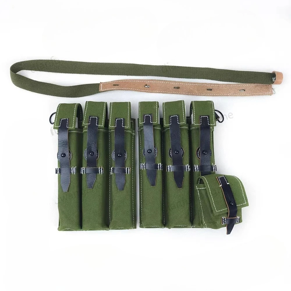 Немецкий холст времен Второй мировой войны, универсальная сумка MP40, поясная сумка с тройными деталями, портативная маленькая сумка для хранения в стиле ретро