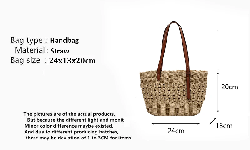Designer Casual Rattan Wicker Tote Bag Große Kapazität Gewebt frauen Sommer Strand Stroh Handtasche Dame Reise Großen Korb – Detail 2