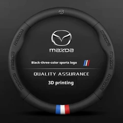 3D Embossing Leathe Car Steering Wheel Cover For Mazda 3 5 6 SKYACTIV Axela Atenza CX30 CX5 CX8 CX9 MX5 RX8 RX7 BT50 Accessories