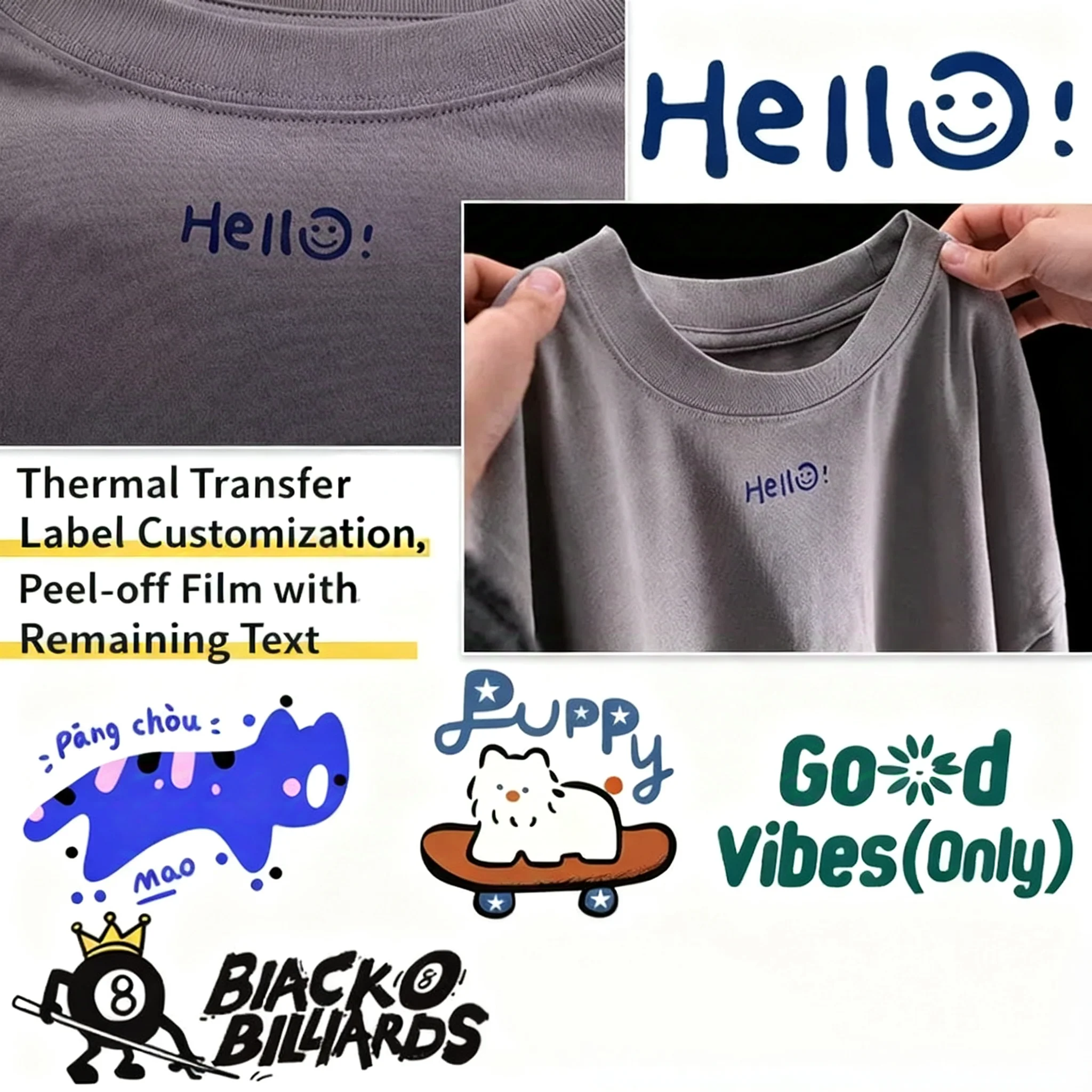 

Heat Transfer Printing For Your Own Design Clothing DIY Washable T-Shirts Thermal Stickers Brand Color Heat Patches