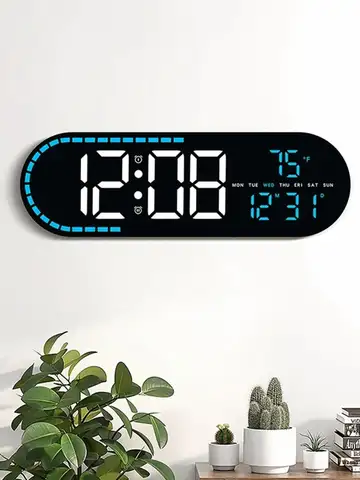 Large Digital Wall Clock Temperature and Date Week Display Electronic LED Table Alarm Clocks Brightness Adjustable 12/24H Format
