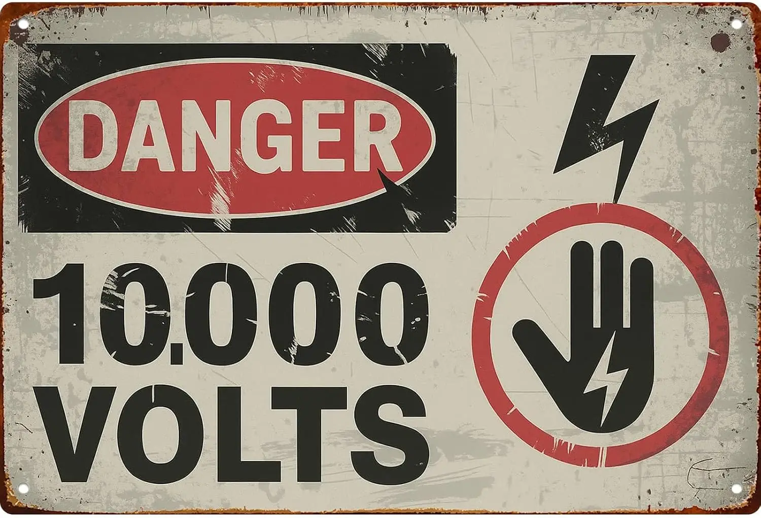 Danger 10000 Volts High Voltage Warning Funny Wall Decor Retro Metal Sign Poster for Garage Man Cave Bathroom Bedroom Farm Inspi