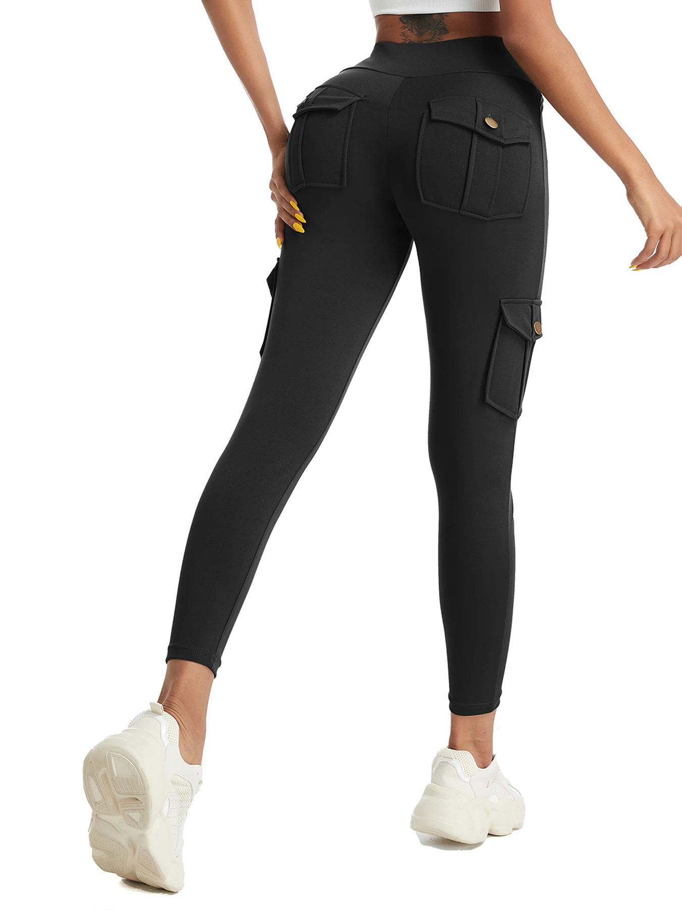 Multi Pocket Cargo Leggings For Women High Waist Butt Lifting Leggings Stretch Slim Workout Yoga Fitness Running Pants