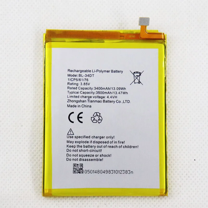 

Mobile Battery 3.8V BL-34DT For TECNO Phantom 9 CC9 AB7 CAMON 12 Pro 3500mAh Phone Battery