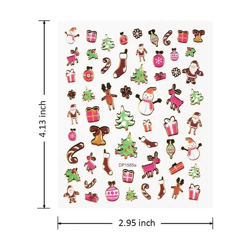 다채로운 홀로그램 크리스마스 3D 네일 아트 스티커, 접착 네일 스티커, 데칼 슬라이더 매니큐어 장식