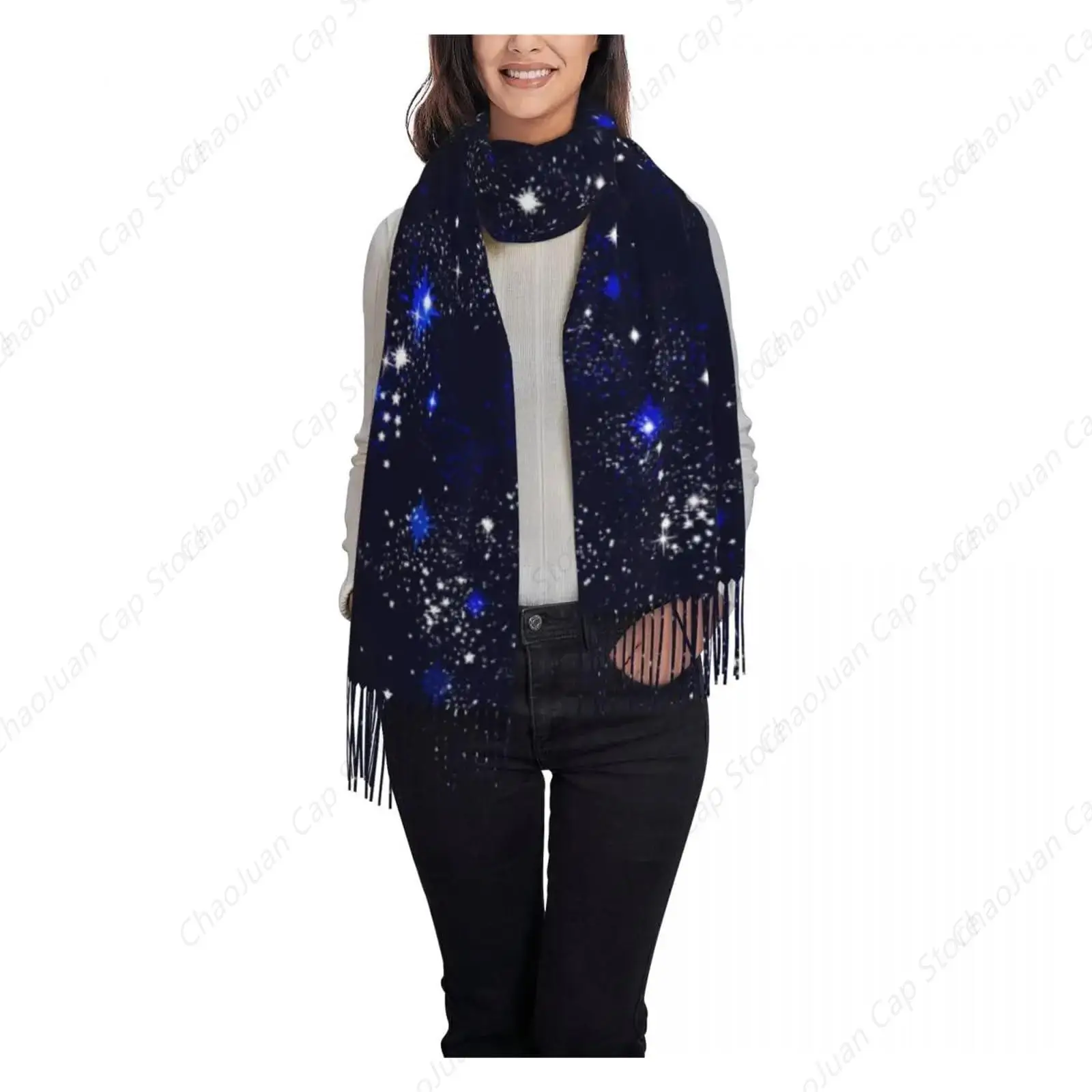 Scarf Space Galaxy Constellations Wrap for Women Long Winter Fall Warm Tassel Shawl Unisex