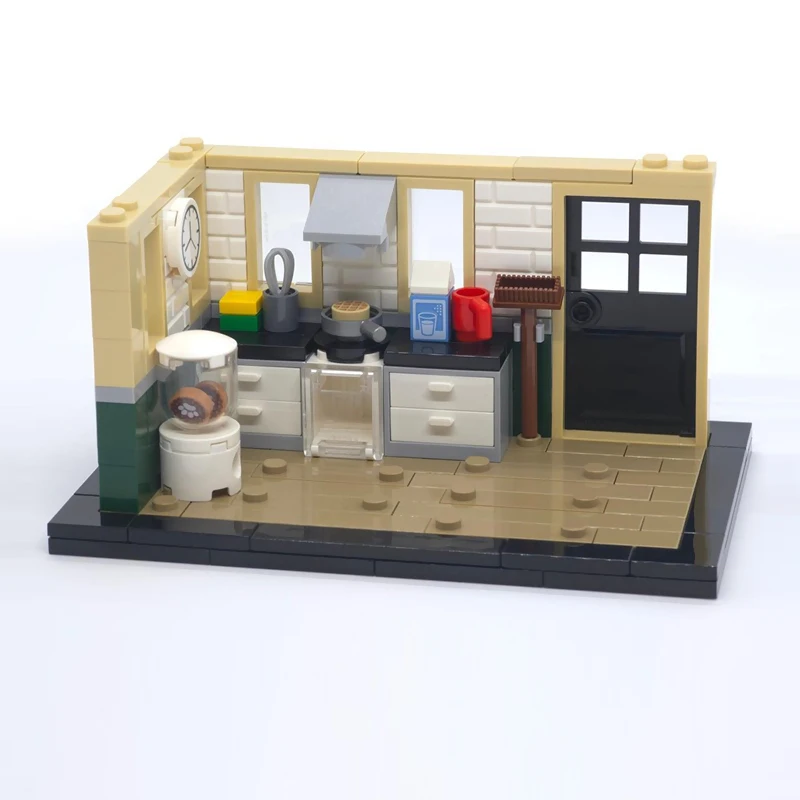 City Street View Model MOC Building Bricks Small House Kitchen Modular Technology Gifts Holiday Assemble Children Toys Suit