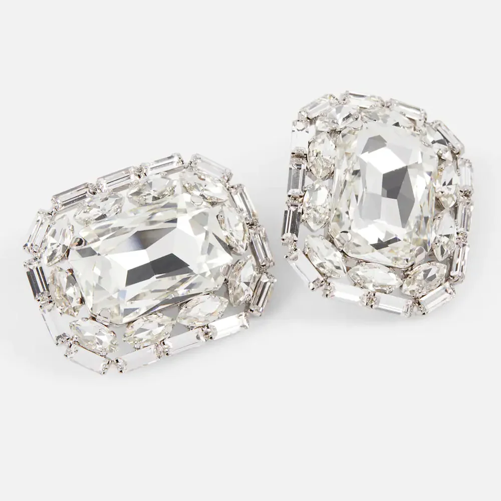 Stonefans Fashion Square Crystal Clip on Earrings Wedding for Women Vintage Bling Rhinestone Clip Earrings No Piercing Jewelry