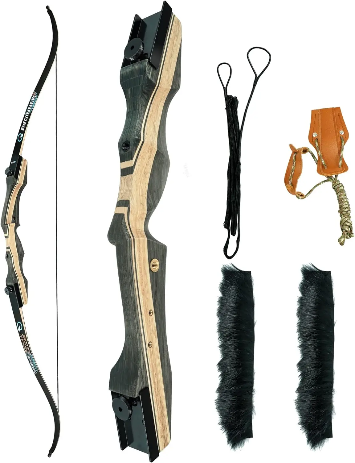 

Onebows Black Hunter Takedown Recurve Bow Set GLURAK Wooden Bow 64" Right Handed with Ergonomic Design for 25-50lbs