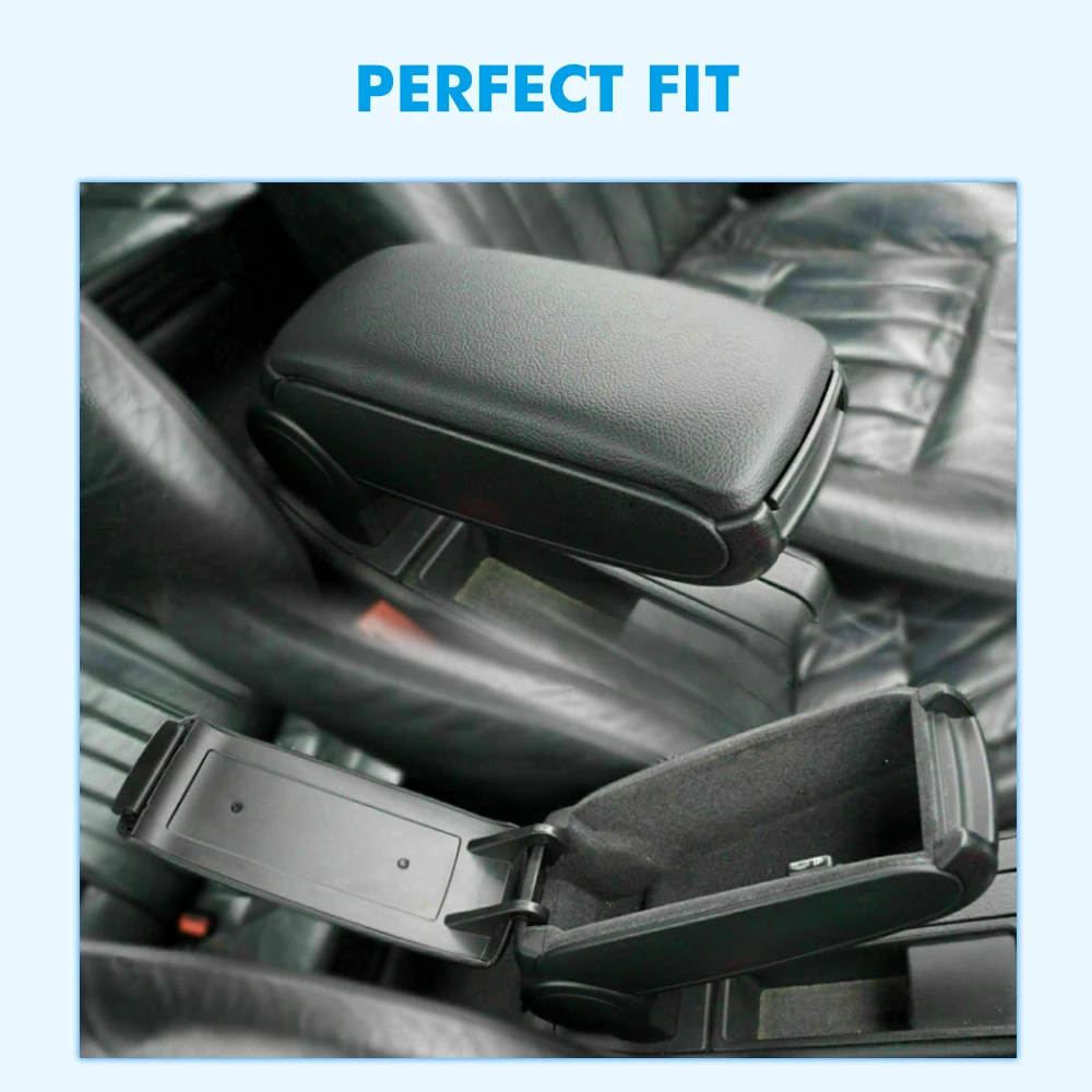 For Audi A6 C5 2000-2006 Center Console Armrest Cover Lid Black Upgraded Leatherette Ultra-soft Padding