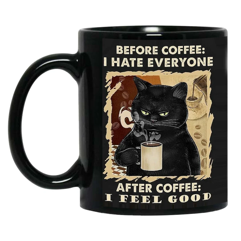 13 DESIGNS CAT Coffee Mug Black Beer Mugs Tea Milk Cup Coworker Gifts Tea Cups Cat Drinkware Coffeeware Tableware For Friends